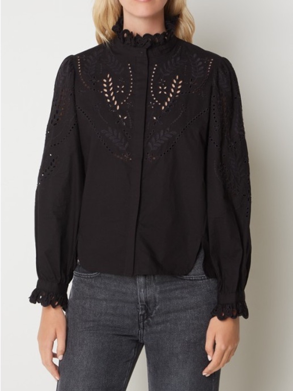 Étoile Raissa blouse Black Lace-Detail High-Neck Women's Blouse
